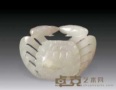 清代 白玉雕蟹形珮 长3.8cm